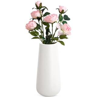 YushengTai Vase Weiß Keramik Vase - Blumenvase Modern für Tischdeko Innenbereich, Weiß Matt Blumenvase Modern, Vasen Deko für Trockenblumen&Frische Blumen