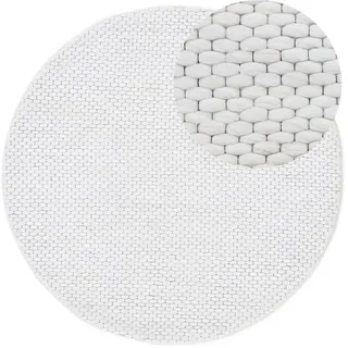 carpetfine Wollteppich Sina, rund, Höhe: 14 mm, grobe Struktur, Zeitloses Design, reine Wolle, Wohnzimmer beige Ø 200 cm x 14 mm