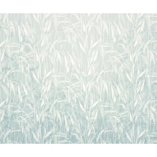 KOMAR Vliestapete "Reed" Tapeten 300x250 cm (Breite x Höhe) Gr. B/L: 300 m x 250 m, Rollen: 1 St., blau (türkis, weiß) Blumentapeten