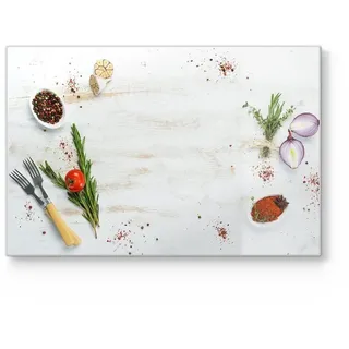 DEQORI Schneidebrett 'Küchenkräuter und Gewürze', Glas, Platte Frühstücksbrett Schneideplatte bunt 30 cm x 20 cm