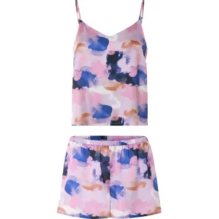 ESMARA® Damen Satin Pyjama (watercolour, M(40/42))