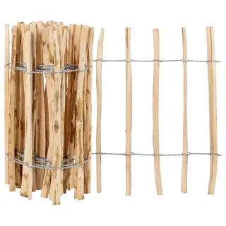 5m VOSS.garden Staketenzaun, Lattenabstand 7-8cm, Gartenzaun aus Haselnuss, 60cm