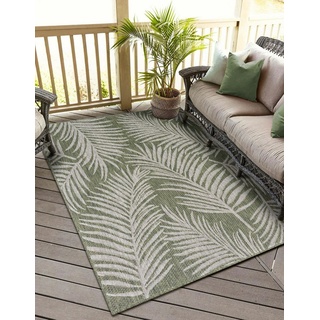 Teppich MY-RUG Wendbarer Outdoor-Teppich "Fern" 200x140 cm, grün, Wohnando, rechteckig, Höhe: 8 mm, robust, Teppich für Terrasse oder Balkon beige