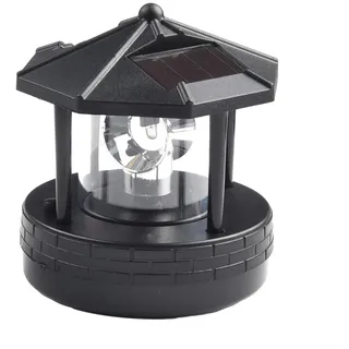 Solarbetriebenes rotierendes Leuchtturm-Licht für Gärten, wasserdichte Outdoor-Straßenbeleuchtungslösung (schwarz)