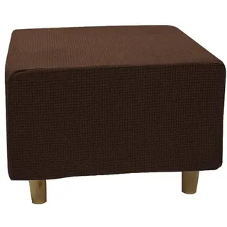 Highdi Ottomane Schonbezug Hockerbezug, Hocker Hussen für Quadratische Fußhocker, Stretch Bezug Ottomane Abdeckung Überzug Hocker Protector Waschbar Hockerabdeckung (L,Jacquard braun)