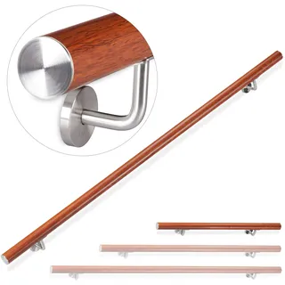 Relaxdays Handlauf Aluminium 100 cm Eiche-Optik