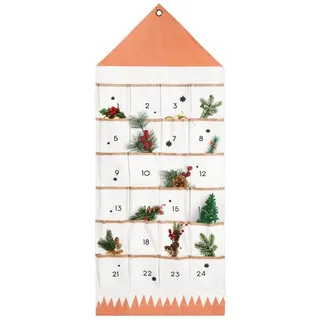 LuxusKollektion befüllbarer Adventskalender Adventskalender zum Befüllen 2026 Stoff 24 Taschen beige|orange|weiß