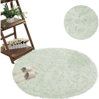 Strado, Teppich, Round carpet Shaggy Strado 140x140 WhiteLime, universal (Ø 140 cm)
