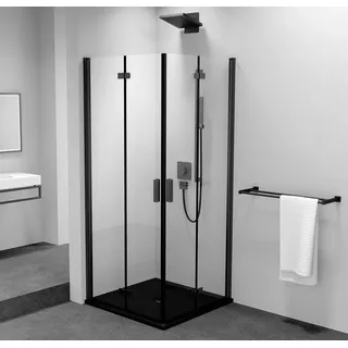 Polysan s.r.o. Komplettdusche ZOOM BLACK Eckige Duschkabine 800x800mm, Eckeinstieg, BxT: 80x80 cm, Polysan-ZL4815BL-02-SET
