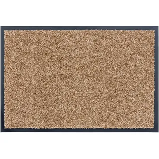 Hochwertige waschbare Schmutzfangmatte innen - Sand 40 x 60cm (Rechteckig) | Fussmatte bei 30° C waschbar Fußmatte rutschfeste Läufer Schuhablage Flur Türmatte strapazierfähig Küchenläufer pflegeleicht