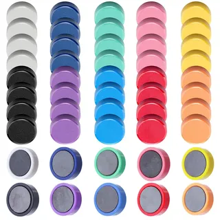 MQWDGJ 50 Stück Bunte Dekorative Magnete, 10 Farben Starkklebende Mini Magnete, Ideal für Kühlschrank, Magnettafel, Whiteboard, Magnetwand, Büro, Schule & Zuhause(10 Farben)