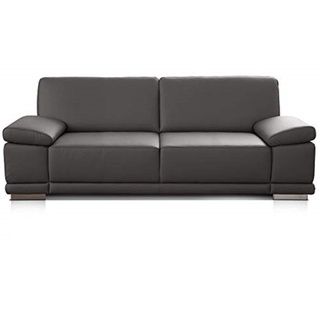 CAVADORE 3-Sitzer Sofa Corianne in Kunstleder / Leder-Couch in hochwertigem Kunstleder und modernem Design / Mit Armteilfunktion / 217 x 80 x 99 / Kunstleder grau