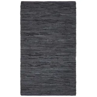 Homescapes - Schwarzer Leder-webteppich Denver gewebt 150/240 cm,