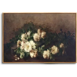Leinwandbilder 60x90 Cm Vintage Blume-rahmen Holz 90l X 60b Cm