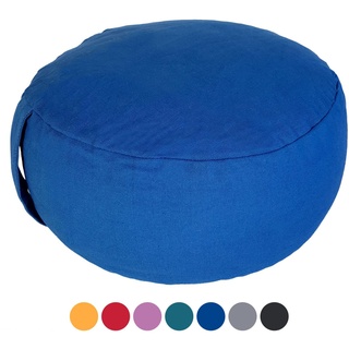 kreatives Wohnen Meditationskissen Sitzkissen Lotus rund 31x16x31 cm Bezug waschbar blau - navi Blue Yogakissen