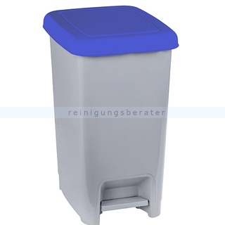 Treteimer Orgavente SLIM Tretmülleimer grau-blau 60 L Abfalleimer mit Beutelhalter aus Kunststoff, HACCP-konform