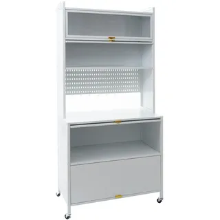 Mendler Küchenschrank HWC-O53, Küchenregal, Schrank, Arbeitsplatte, Schrankfächer rollbar Metall, 175x80x42cm ~ weiß