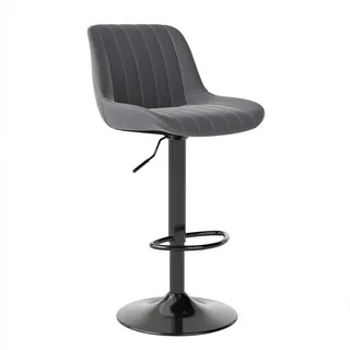 LuxusKollektion Barhocker Barhocker drehbar höhenverstellbar Lehne PU Leder 1er Set Dunkelgrau grau