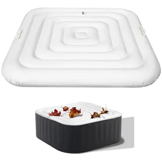 Aufblasbare Abdeckung Whirlpool,Quadratische Poolabdeckung,Ø 140 cm | Thermoabdeckung Whirlpool Spa mit Zwei Griffen Deflationsventil Winddicht Regendichtem Schneebedeckter Isolierter