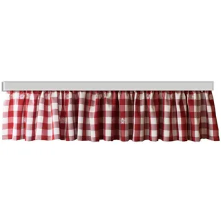 SeGaTeX home fashion Querbehang Karo Edelweiß Rot | Kurzgardine für den gemütlich-rustikalen Landhaus-Stil | hochwertiger Webstoff rot-weiß kariert mit Reihband | Höhe x Breite 32 x 300 cm