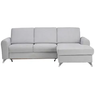Cantus Ecksofa, Hellgrau, Metall, Uni, 3-Sitzer, Ottomane rechts, L-Form, 244x167 cm, Liegefunktion, Wohnzimmer, Sofas & Couches, Wohnlandschaften, Ecksofas
