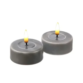 Deluxe Homeart LED Maxi Teelichter Mia Deluxe Homeart flackernd Echtwachs D: 6,1cm grau 2 Stück