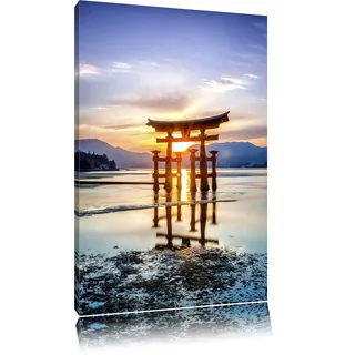 Pixxprint Torii Gate in Miyajima Japan, Größe: 60x40cm, Leinwandbild, fertig gespannt, Wandbild, Dekoration, Kunstdruck, kein Poster