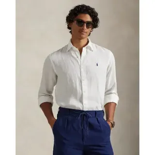 Polo Ralph Lauren für Herren. 710966294003 Maßgeschneidertes Leinenhemd weiß (S), Lässig, Langarm
