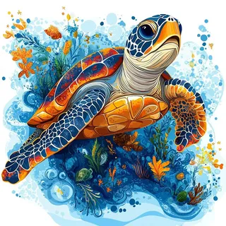 Malen Nach Zahlen Erwachsene Meeresschildkröte - 40x40 CM, Meeresschildkröte Malen Nach Zahlen für Erwachsene Leinwand ohne Rahmen, DIY Acryl Paint by Numbers Adult für Home Wall Decor Geschenk