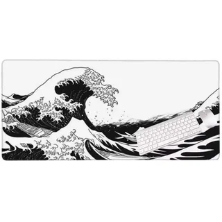 Mauspad XXL 1200x600x3 mm, Groß Gaming Mauspad Weiße Wellen, Wetterfest Schreibtisch Mousepad, Mouse Pad Verbessert Präzision und Geschwindigkeit, Gaming Zubehör für Home Zimmer Deko S-129