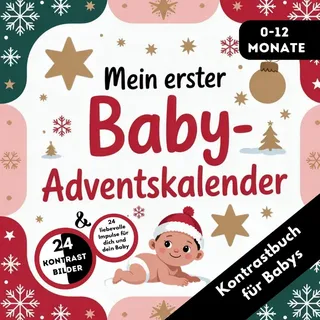 BoD – Books on Demand Adventskalender Baby - Kontrastbuch für Babys von 0-12 Monaten mit 24 weihnachtlichen Kontrastbildern
