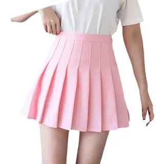 Preppy Style High Waist Solid Plissee Minirock Frauen Sommer Frühling Koreanische Mode Niedlich Weiß A-Linie Rock, rose, 40 - M