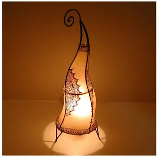 Casa Moro Stehlampe Marokkanische Hennalampe Stehlampe Hissan H60 cm weiss, ohne Leuchtmittel, Handbemalte Lederlampe orientalische Hennaleuchte aus echtem Leder, L1780 weiß