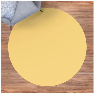 Teppich Vinyl Wohnzimmer Schlafzimmer Flur Küche Einfarbig modern, Bilderdepot24, rund - gelb glatt, nass wischbar (Küche, Tierhaare) - Saugroboter & Bodenheizung geeignet gelb