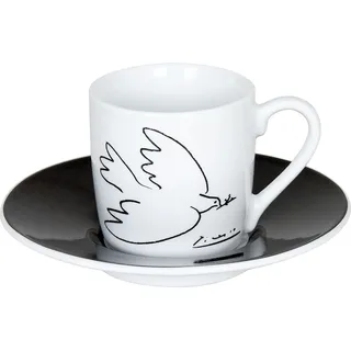 Konitz Espressoset Picasso - La Colombe De La Paix | 90 ml Espressotasse aus Porzellan – spülmaschinengeeignet & mikrowellengeeignet; für Espresso & Mokka