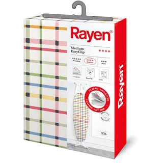 Rayen | Universal-Bügelbrettbezug | EasyClip Einstellung Bügelbezug 3 Lagen: Schaumstoff, Fleece, 100% Baumwollstoff | Mittleres XXL-Sortiment Größe: 150 x 55 cm Einstampfend