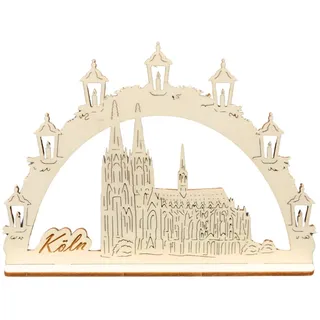 DeColibri Schwibbogen Mini Schwibbogen Kölner Dom, 9 cm - Holzkunst aus Sachsen, Holzkunst aus Sachsen beige