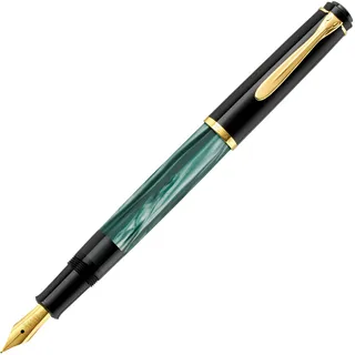 Pelikan Füllhalter Classic 200, Grün-Marmoriert, Feder M (mittel), hochwertiger Kolbenfüller im Geschenk-Etui, 994103