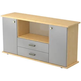 bümö Sideboard, Ahorn, Silber, Holzwerkstoff, Ahorn, 2 Fächer, 166.1x84x44.8 cm, FSC Mix, Wohnzimmer, Kommoden & Sideboards, Sideboards