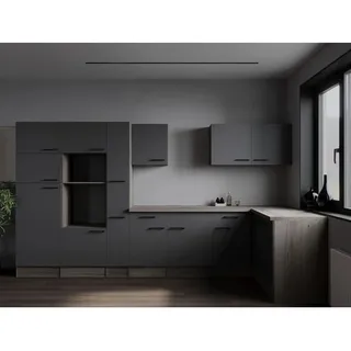 Respekta Winkelküche L-Form 370 cm grau