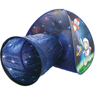 Bino Zelt mit Tunnel für Kinder ab 3 Jahre, Kinder-Kuppelzelt in Astronaut-Design mit Spieltunnel, Kinderspielzeug (Spieltunnel & Zelt können auch getrennt bespielt Werden, aus 100% PES), Blau