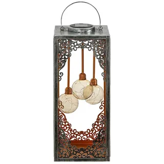 Dehner LED Solarleuchte Solar-Laterne Marsa, Lichtfarbe warmweiß, Metall, Warmweiß, romantische LED-Laterne mit orientalischen Ornamenten