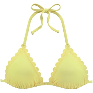 Triangel-Bikini-Top LASCANA "Scallop" Gr. 38, Cup C/D, gelb Damen Bikini-Oberteile Bikini-Oberteil Ocean Blue mit gelaserter Wellenkannte
