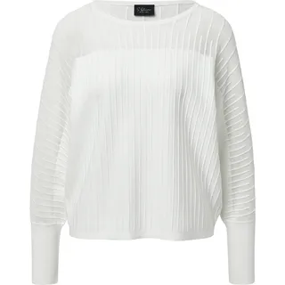 Feinstrickpullover mit Fledermausärmeln und Ottoman-Struktur - creme - 36