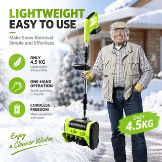 ZELURXX Akku-Schneefräse 900 W, 25 cm Räumbreite, bis 8 m Auswurfweite, 4,5 kg, 2 Akkus, verstellbare Auswurfrichtung