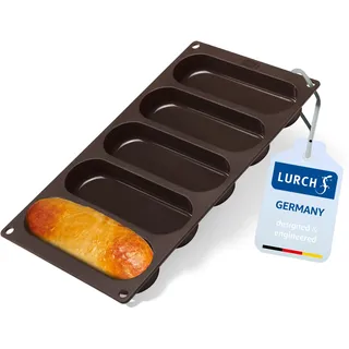 Lurch 85093 FlexiForm Hot Dog Buns L Backform für 5 Brötchen Silikon braun