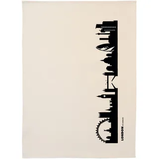 44spaces London Skyline Küchentücher Stadt Design schwarz, 50x70 cm Reine Baumwolle (Bio), Geschirrtücher für Londoner & UK Fans, Geschenkidee Geburtstag Grill-Saison Garten-Fest Mitbringsel