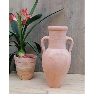 Amphore mit 2 Henkel ca.40 cm hoch aus rötlichen Terracotta Terrakotta Vase Krug Deko Garten Mediterran Vintage Shabby Chic