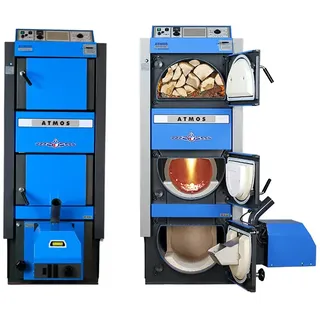 Atmos Kombikessel DC 30 GSP Holz/Pellet Kessel mit Pelletbrenner A 25 GSP und Fö