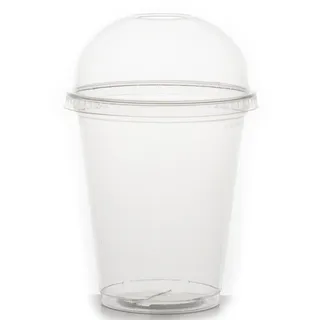 Commerline 50 Stück Smoothiebecher 300 ml mit Domdeckel + Rundloch, Smoothie Plastik Becher to go Plastikbecher, Trinkbecher Partybecher Kunststoffbecher, Smoothiesbecher